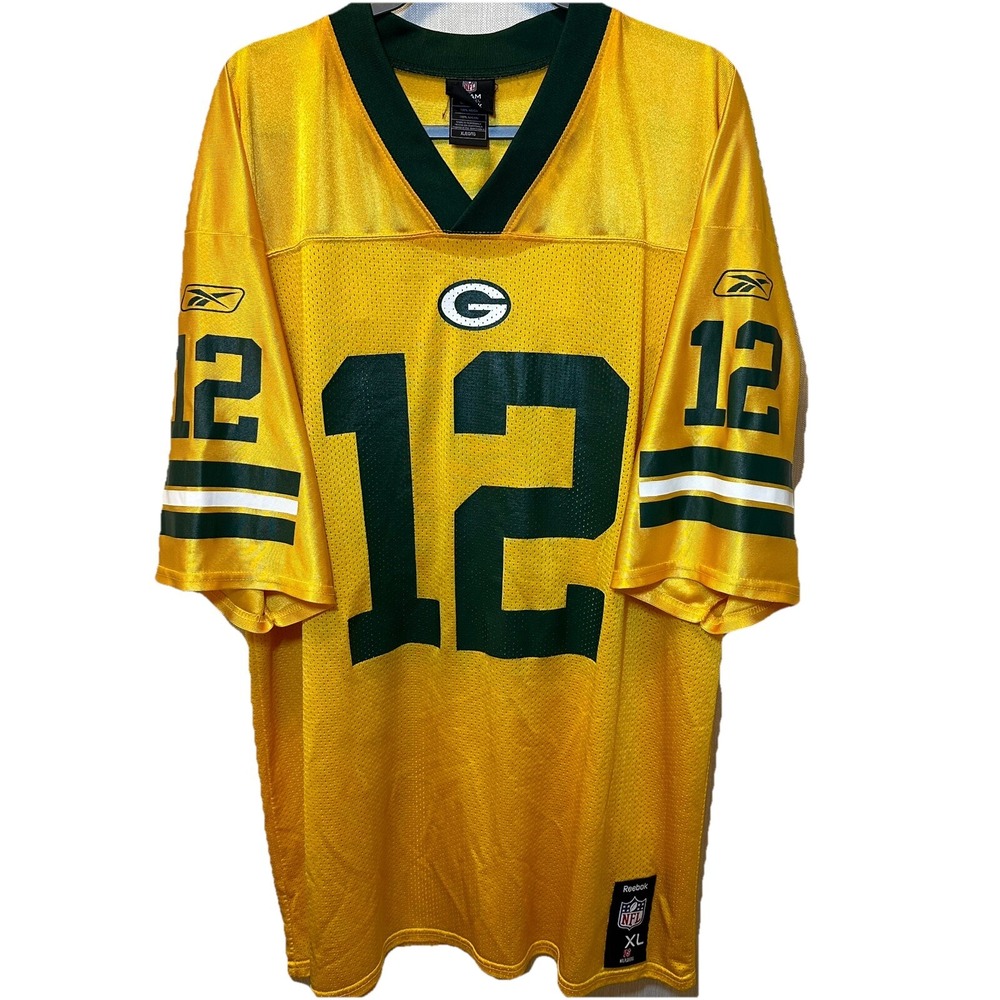 Rare Reebok jersey Aaron Rodgers 12 Green Bay Packers XL Yellow Football NFL